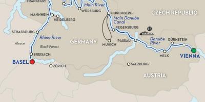 Carte du fleuve de danube de Vienne 