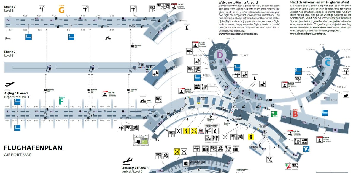 Vienne, Autriche carte de l'aéroport