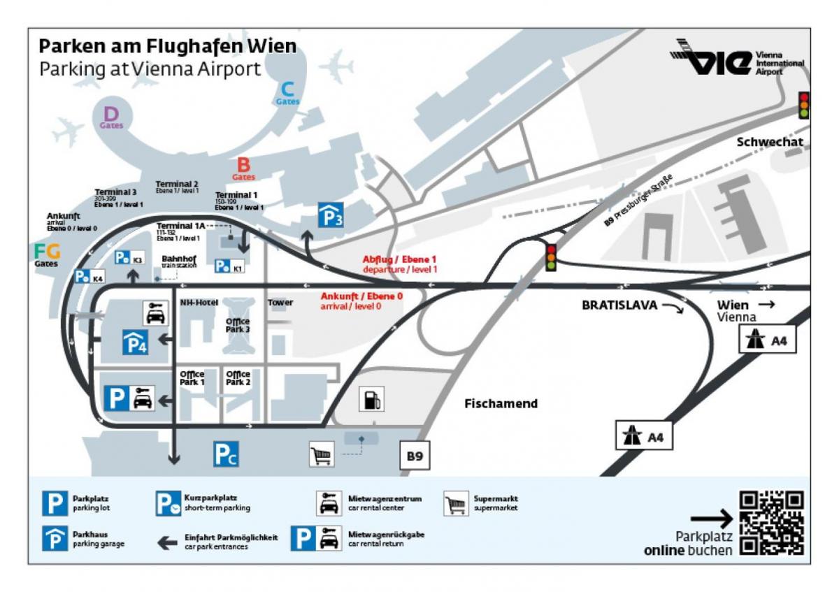 Carte de l'aéroport de Vienne parking