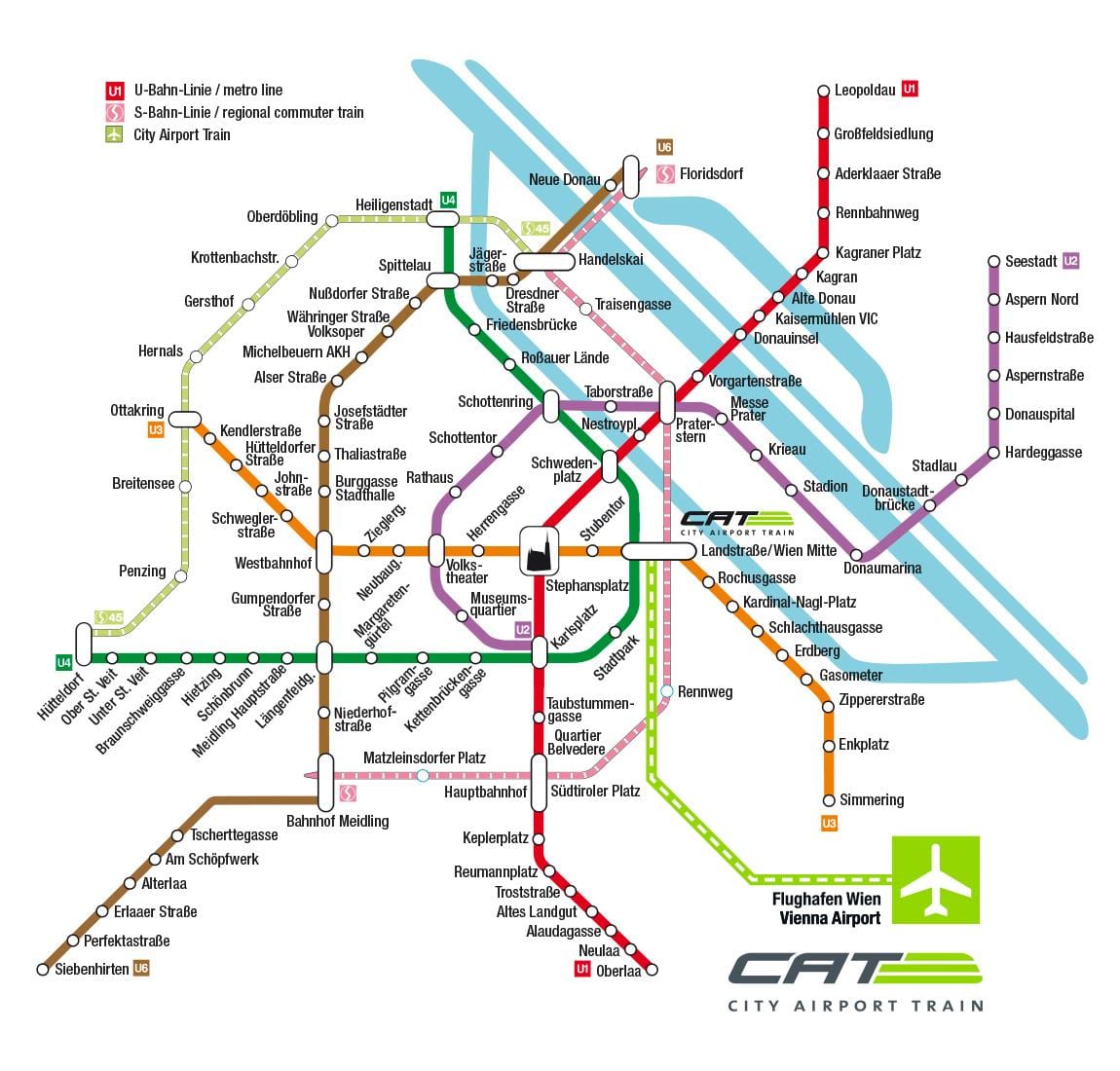 la ville de chat de train de l'aéroport de Vienne de la carte