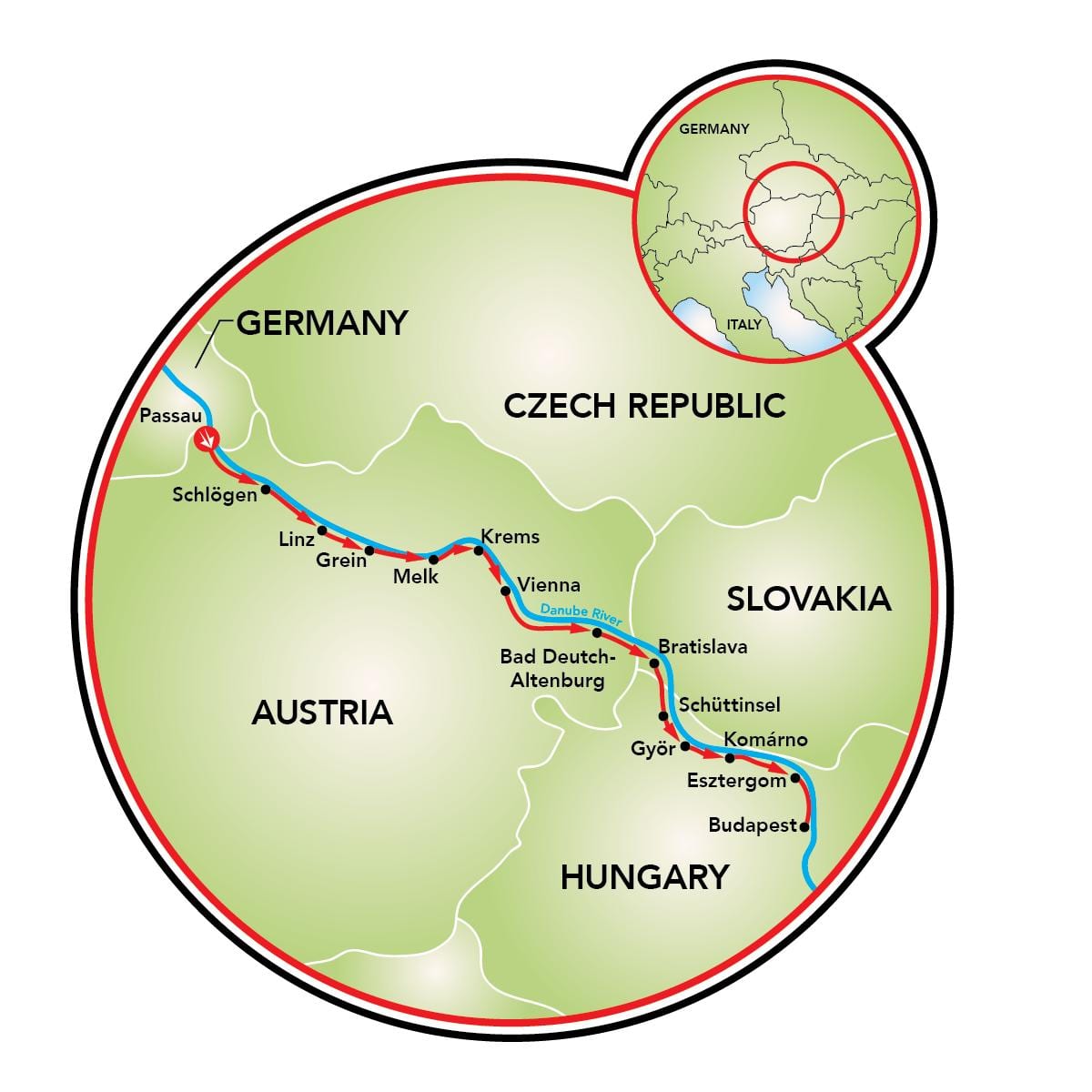 passau à Vienne vélo carte