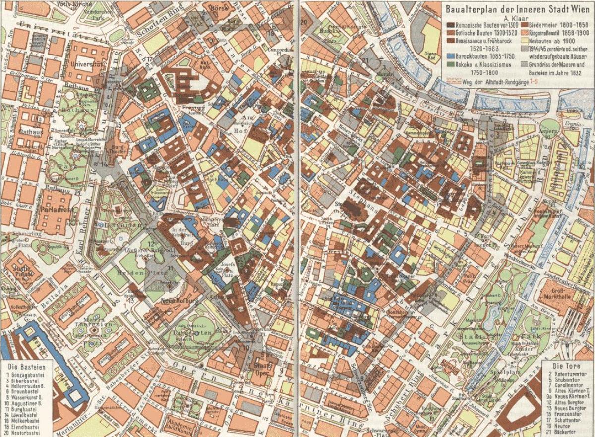 Vienne vieille carte de la ville