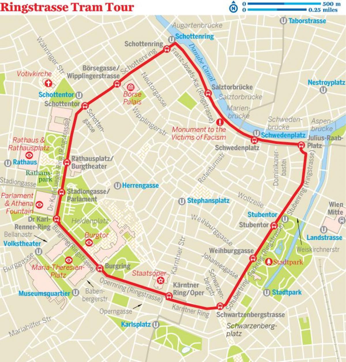Vienna ring tram la carte de l'itinéraire