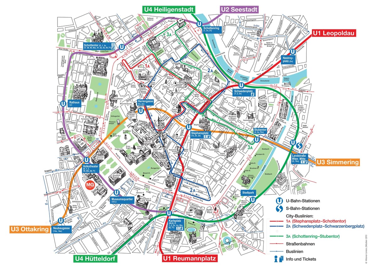 Vienne intérieur de la ville, la carte touristique
