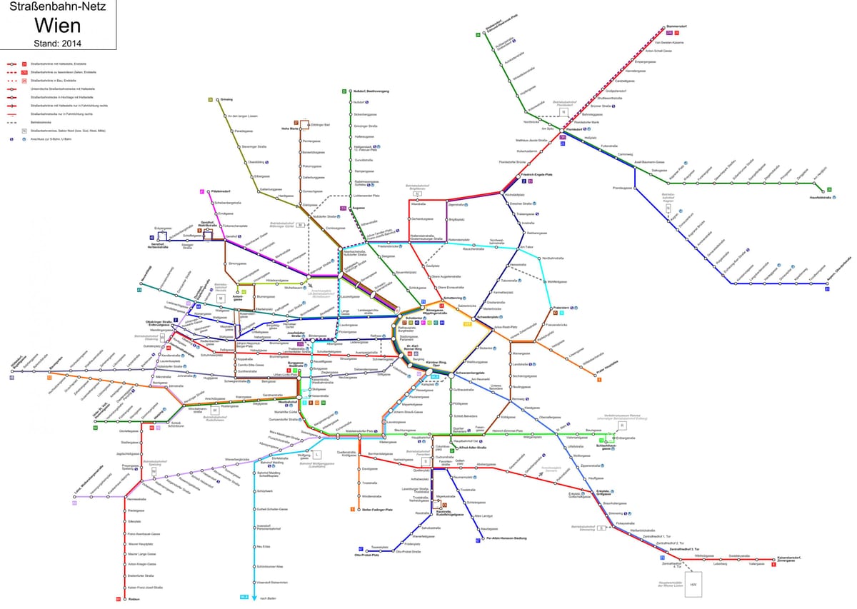 Vienne de la ligne de tram d carte